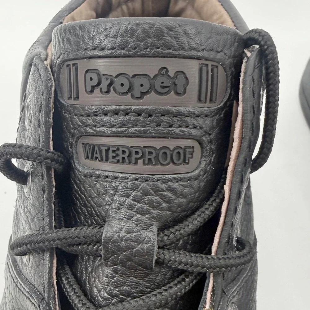 Propet Waterproof Hiking Boots Mens Black Leather Sealtex Mid Top Lace Up Work